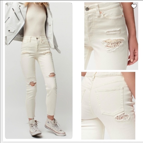 Free People Denim - Free People Lacey Distressed OffWhite Jeans size28